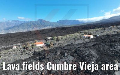 Lava fields Cumbre Vieja area La Palma 17.03.2022