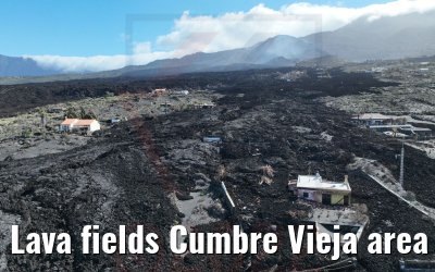Lava fields Cumbre Vieja area La Palma 17.03.2022