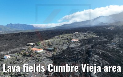 Lava fields Cumbre Vieja area La Palma 17.03.2022
