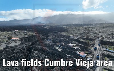Lava fields Cumbre Vieja area La Palma 17.03.2022