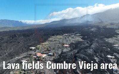 Lava fields Cumbre Vieja area La Palma 17.03.2022