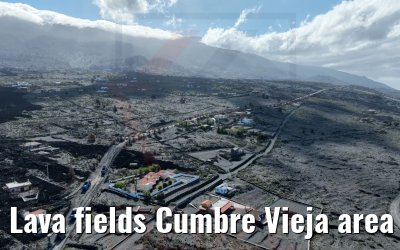 Lava fields Cumbre Vieja area La Palma 17.03.2022