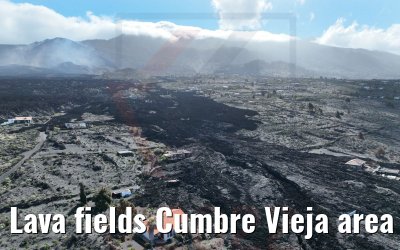 Lava fields Cumbre Vieja area La Palma 17.03.2022