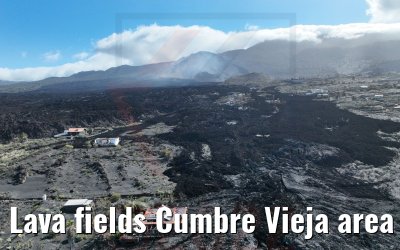 Lava fields Cumbre Vieja area La Palma 17.03.2022