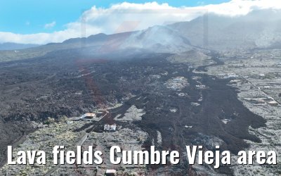 Lava fields Cumbre Vieja area La Palma 17.03.2022