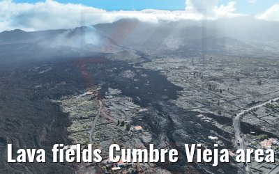 Lava fields Cumbre Vieja area La Palma 17.03.2022