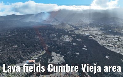 Lava fields Cumbre Vieja area La Palma 17.03.2022