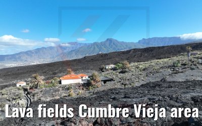 Lava fields Cumbre Vieja area La Palma 17.03.2022