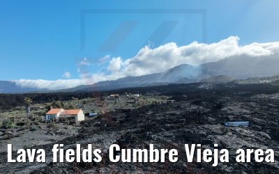 Lava fields Cumbre Vieja area La Palma 17.03.2022