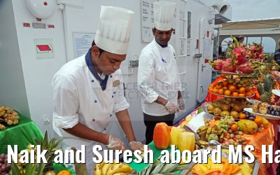 Naik and Suresh aboard MS Hamburg