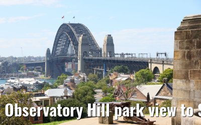 Observatory Hill park view to Sydney Harbour Bridge