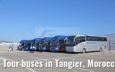 Tour buses in Tangier, Morocco