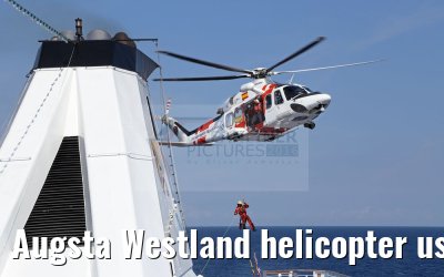 Augsta Westland helicopter used for medical emergency aboard MS Ocean Majesty 17.05.2016