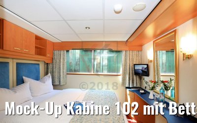 Mock-Up Kabine 102 mit Bettschal MS Sans Souci 22.04.2018