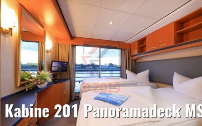 Kabine 201 Panoramadeck MS Sans Souci nach Renoviuerung, ohne Spots, Bett getrennt