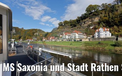 MS Saxonia und Stadt Rathen Sächsische Schweiz, Elbe 19.10.2016