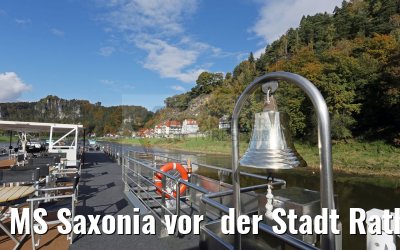 MS Saxonia vor  der Stadt Rathen und Basteifelsen, Sächsische Schweiz, Elbe 19.10.2016
