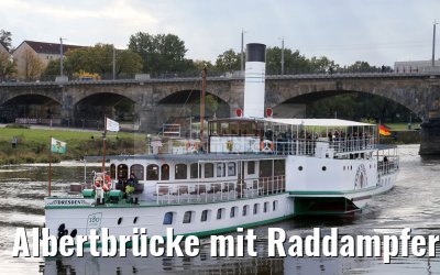 Albertbrücke mit Raddampfer Dresden in Dresden 20.10.2016