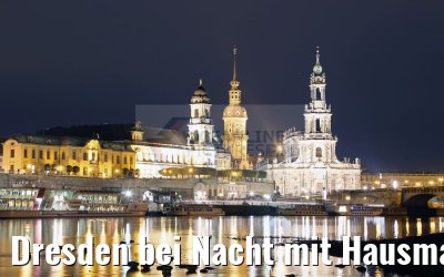 Dresden bei Nacht mit Hausmannsturm und Hofkirche 20.10.2016