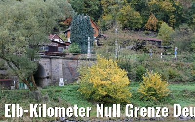 Elb-Kilometer Null Grenze Deutschland-Tschechien bei Schöna 20.10.2016