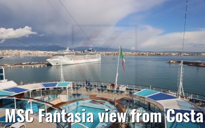 MSC Fantasia view from Costa Firenze 25.11.2021