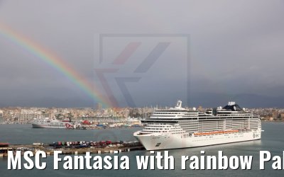 MSC Fantasia with rainbow Palma de Mallorca 25.11.2021