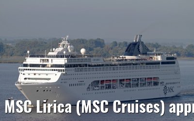 MSC Lirica (MSC Cruises) approaching Hamburg - October 01, 2012 