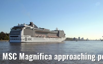 MSC Magnifica approaching port of Hamburg, 16. April 2014