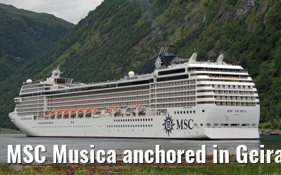 MSC Musica anchored in Geirangerfjord 03. July 2013