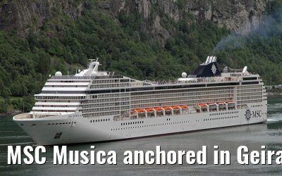 MSC Musica anchored in Geirangerfjord 03. July 2013