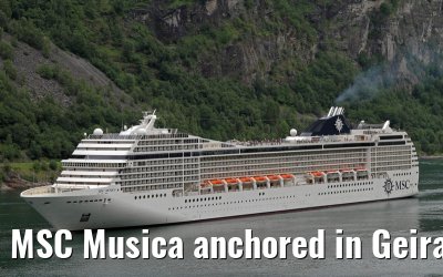 MSC Musica anchored in Geirangerfjord 03. July 2013