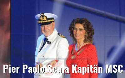 Pier Paolo Scala Kapitän MSC Seaview und Sophia Loren Taufe Genua