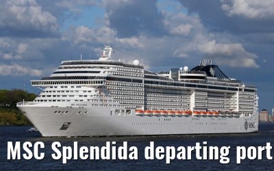 MSC Splendida departing port of Hamburg 01. May 2015