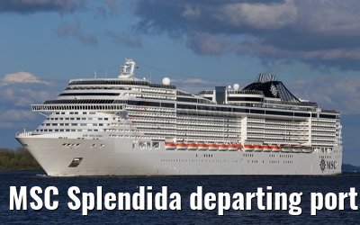 MSC Splendida departing port of Hamburg 01. May 2015