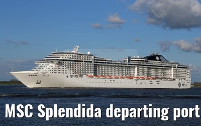 MSC Splendida departing port of Hamburg 01. May 2015