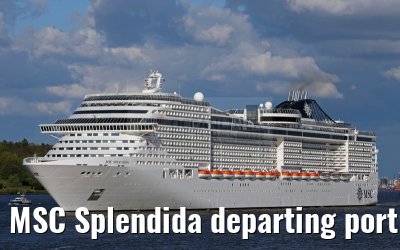 MSC Splendida departing port of Hamburg 01. May 2015