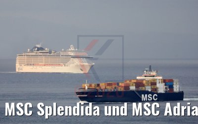 MSC Splendida und MSC Adriana vor Messina 15.10.2020
