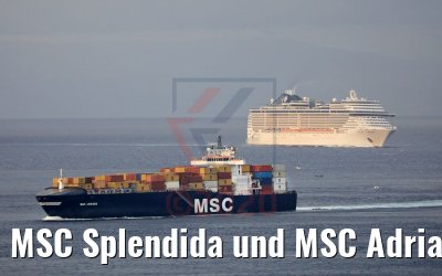 MSC Splendida und MSC Adriana vor Messina 15.10.2020