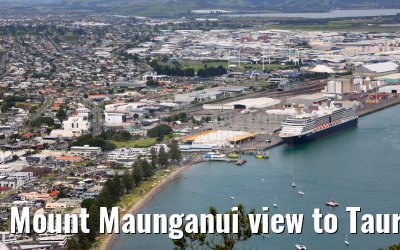Mount Maunganui view to Tauranga and MS Noordam