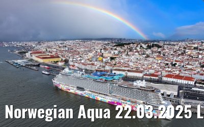 Norwegian Aqua 22.03.2025 Lisbon with rainbow
