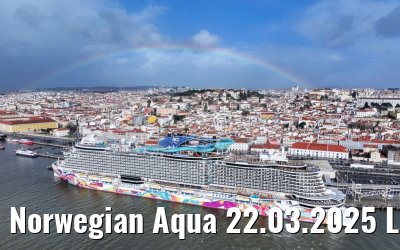 Norwegian Aqua 22.03.2025 Lisbon with rainbow