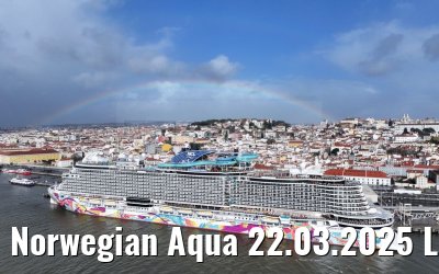 Norwegian Aqua 22.03.2025 Lisbon with rainbow