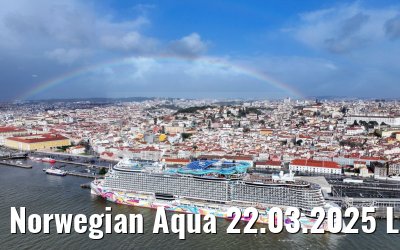 Norwegian Aqua 22.03.2025 Lisbon with rainbow