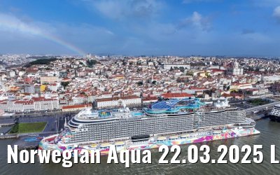 Norwegian Aqua 22.03.2025 Lisbon with rainbow