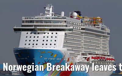 Norwegian Breakaway leaves the port of Rotterdam, April 28, 2013