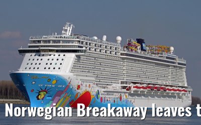 Norwegian Breakaway leaves the port of Rotterdam, April 28, 2013