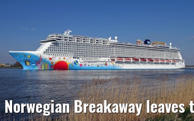 Norwegian Breakaway leaves the port of Rotterdam, April 28, 2013