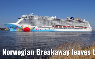 Norwegian Breakaway leaves the port of Rotterdam, April 28, 2013