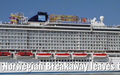Norwegian Breakaway leaves the port of Rotterdam, April 28, 2013
