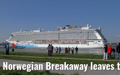 Norwegian Breakaway leaves the port of Rotterdam, April 28, 2013